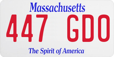 MA license plate 447GD0