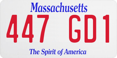 MA license plate 447GD1