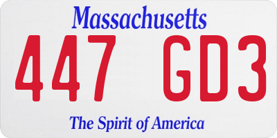MA license plate 447GD3