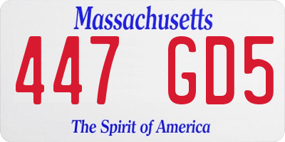 MA license plate 447GD5
