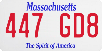 MA license plate 447GD8