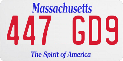 MA license plate 447GD9