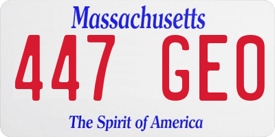 MA license plate 447GE0