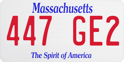 MA license plate 447GE2