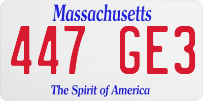MA license plate 447GE3
