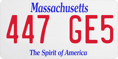 MA license plate 447GE5