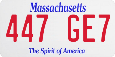 MA license plate 447GE7