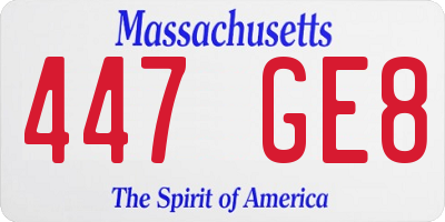 MA license plate 447GE8