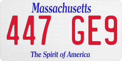 MA license plate 447GE9