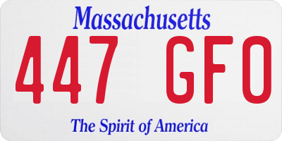 MA license plate 447GF0