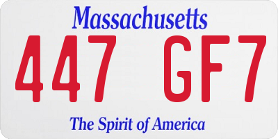 MA license plate 447GF7