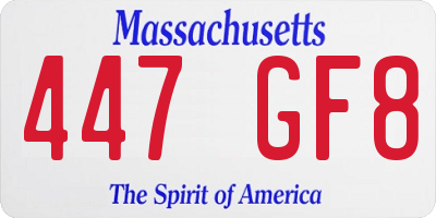 MA license plate 447GF8