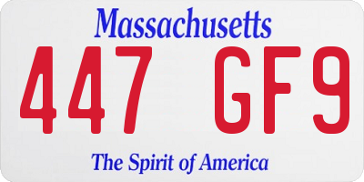 MA license plate 447GF9