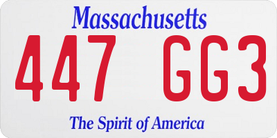 MA license plate 447GG3