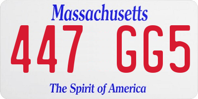 MA license plate 447GG5