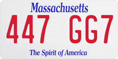 MA license plate 447GG7
