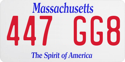 MA license plate 447GG8