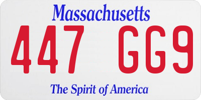 MA license plate 447GG9