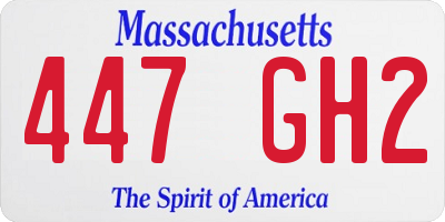 MA license plate 447GH2