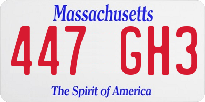 MA license plate 447GH3