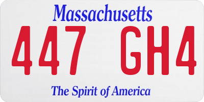 MA license plate 447GH4
