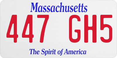 MA license plate 447GH5