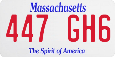 MA license plate 447GH6