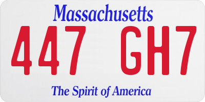 MA license plate 447GH7