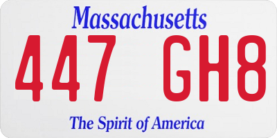 MA license plate 447GH8