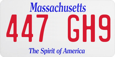 MA license plate 447GH9