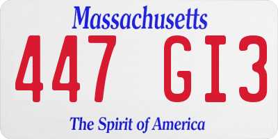 MA license plate 447GI3
