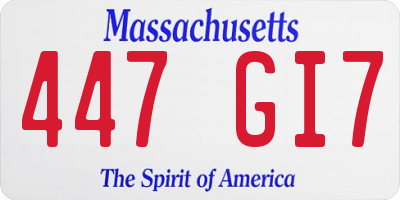 MA license plate 447GI7