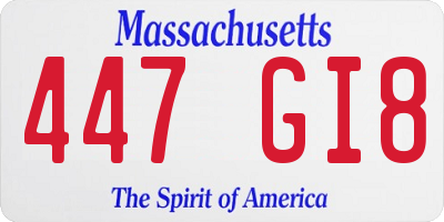 MA license plate 447GI8