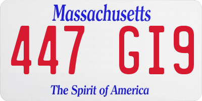 MA license plate 447GI9