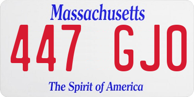 MA license plate 447GJ0