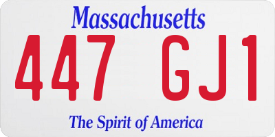 MA license plate 447GJ1
