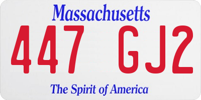 MA license plate 447GJ2