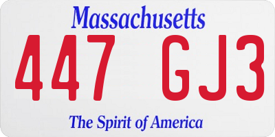 MA license plate 447GJ3