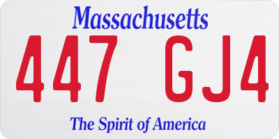 MA license plate 447GJ4