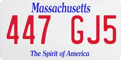 MA license plate 447GJ5