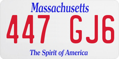 MA license plate 447GJ6