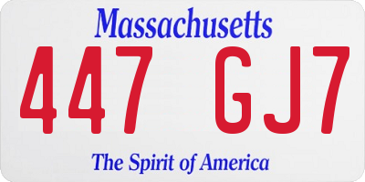 MA license plate 447GJ7