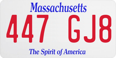 MA license plate 447GJ8