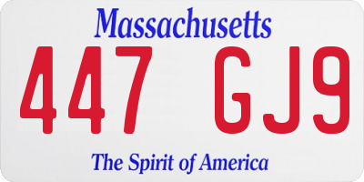 MA license plate 447GJ9