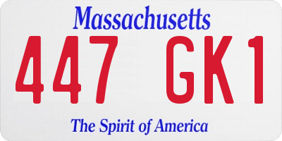 MA license plate 447GK1