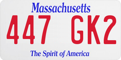 MA license plate 447GK2