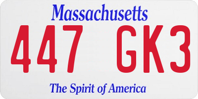MA license plate 447GK3