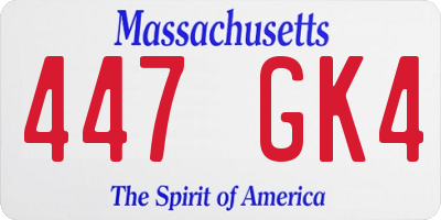 MA license plate 447GK4