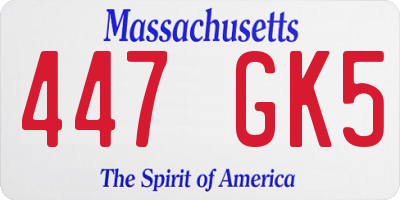 MA license plate 447GK5