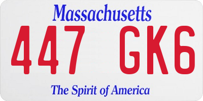 MA license plate 447GK6